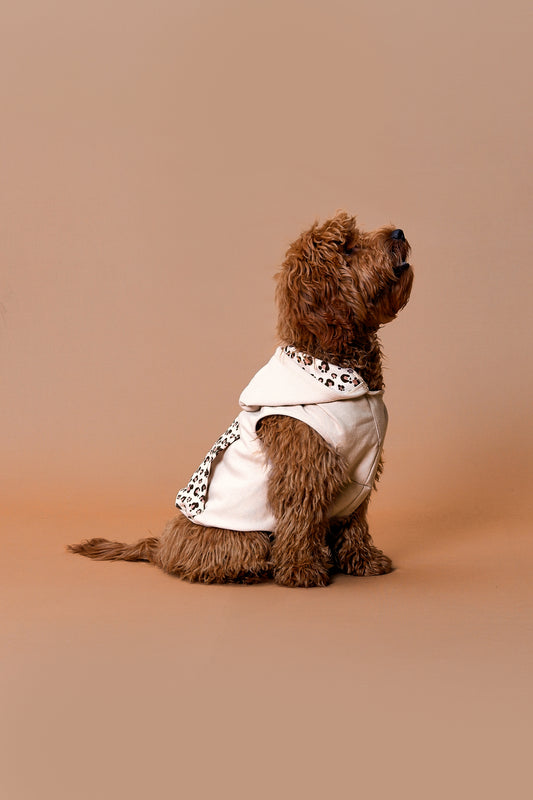 Saco con capucha beige Animal Print