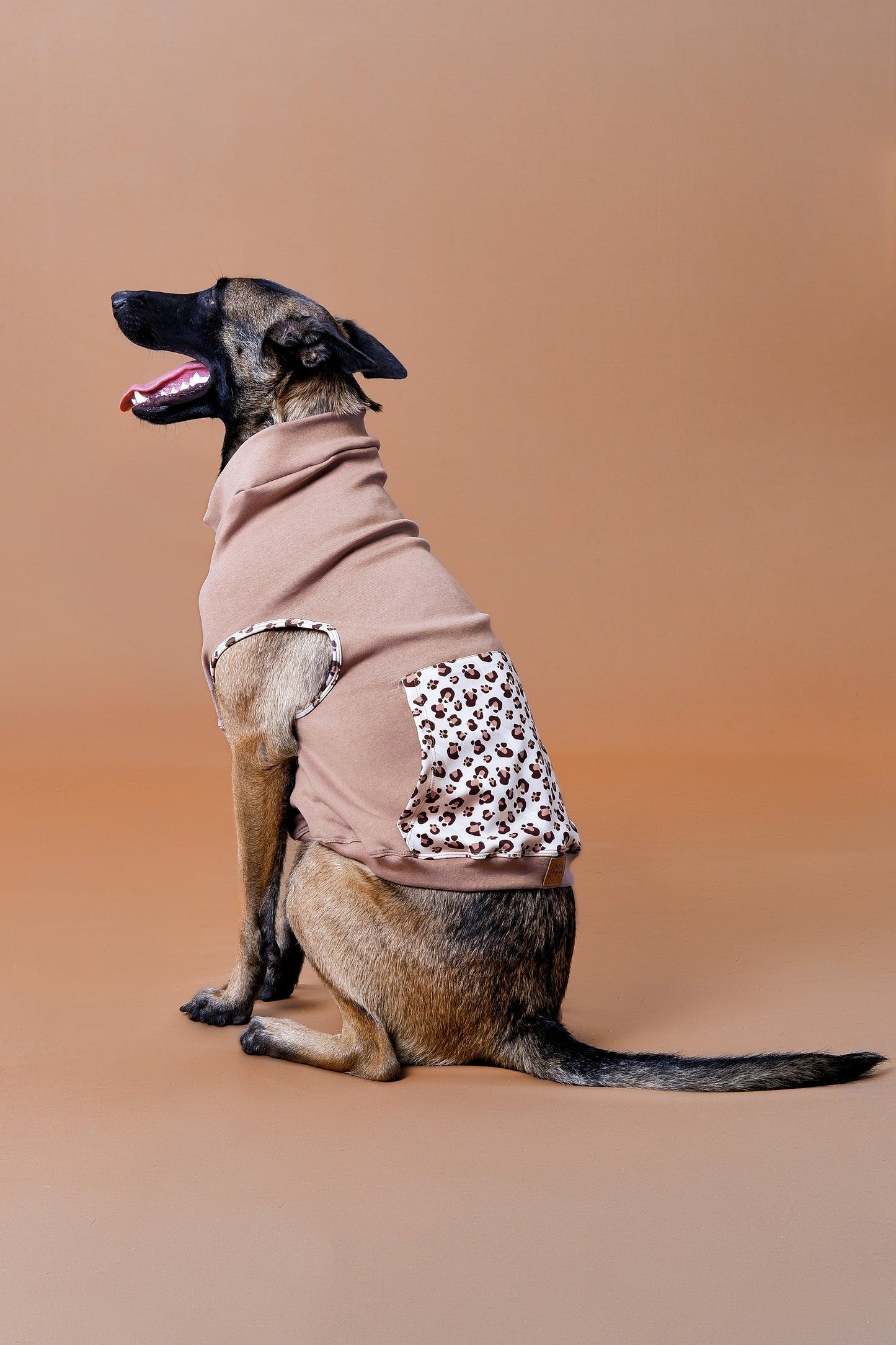 Beige Animal Print Turtleneck