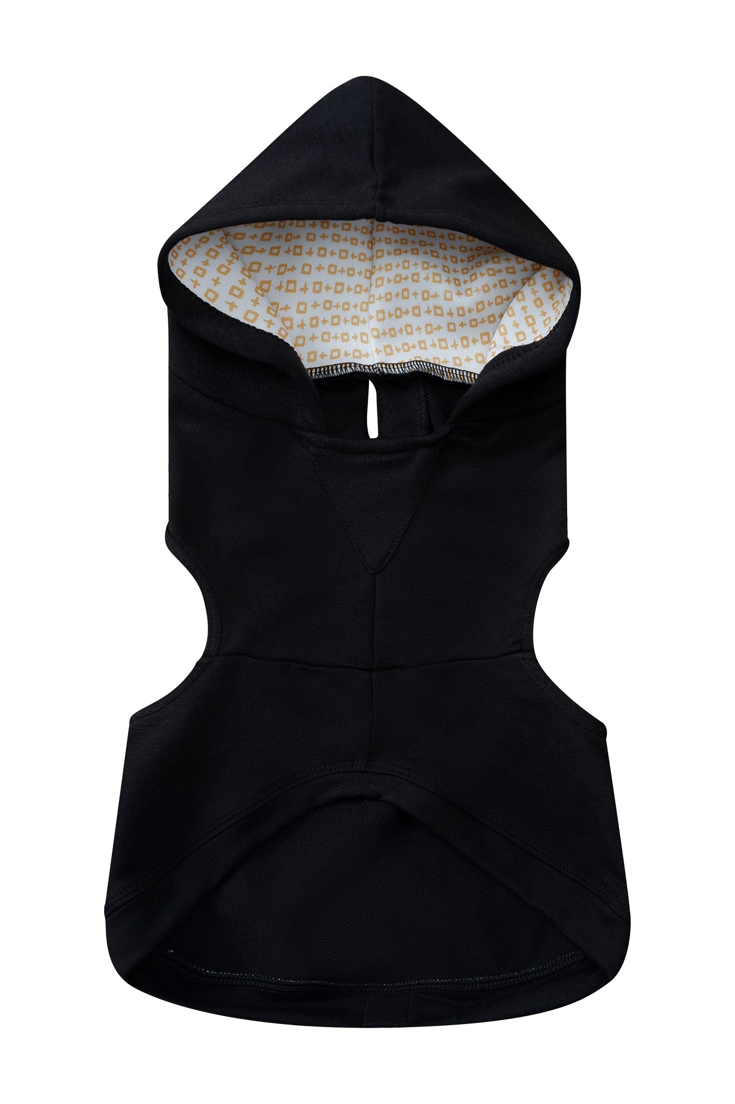 Saco con capucha negro con estampado de cruces