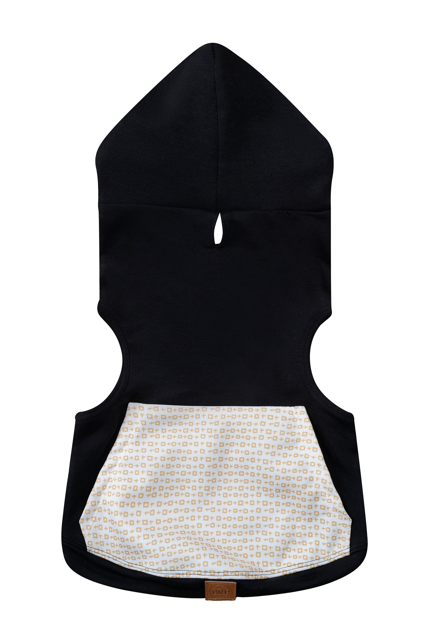 Saco con capucha negro con estampado de cruces